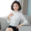 Áo sơ mi nữ dài tay màu trắng trơn nữ công sở nữ OL Work Top Áo sơ mi