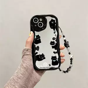 Ốp Lưng Cho VIVO V70 Y05 V70 FE V60 Lite V50 5G y31d Y04 Y29 Y39 Y36 5G Vỏ Mèo Dễ Thương Gương Trang Điểm Sang Trọng Có Dây Xích Silicone TPU