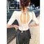 Áo thun ngắn tay thắt nơ mùa hè phong cách mới rỗng Top Slim-fit sang trọng