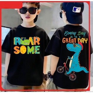 Áo thun cho bé trai và bé gái với họa tiết khủng long ngộ nghĩnh và đáng yêu cotton cổ tròn mềm mại và thoải mái