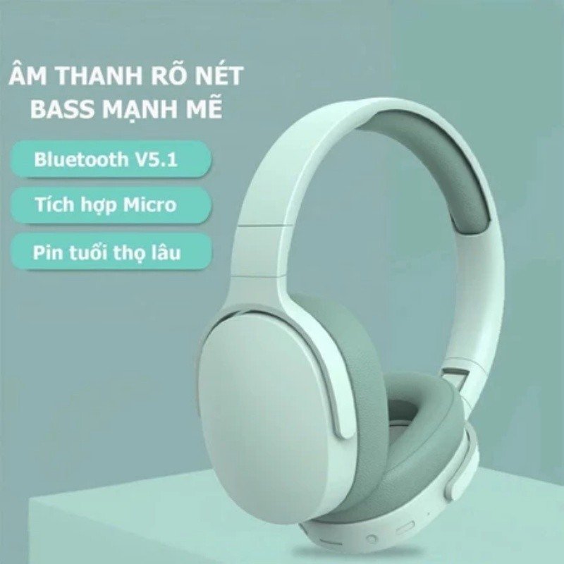 Tai Nghe Bluetooth Chụp Tai Không Dây HiFi Bass Sâu Chống Ồn Pin Lâu Gập Gọn Thẻ Nhớ