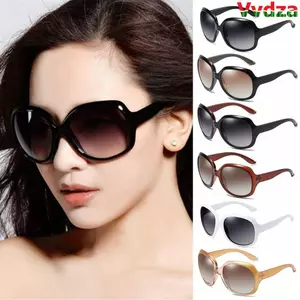 Kính râm cỡ lớn VVDZA, Kính râm tròn chống tia cực tím ống kính Gradient, Kính râm nữ khung hình elip nhẹ thời trang đi biển