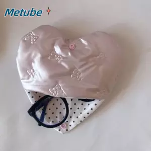 Túi đựng kính METUBE, Túi đựng đồ nhỏ đa chức năng màu hồng trái tim, Ví đựng tiền xu chống nước bằng da PU