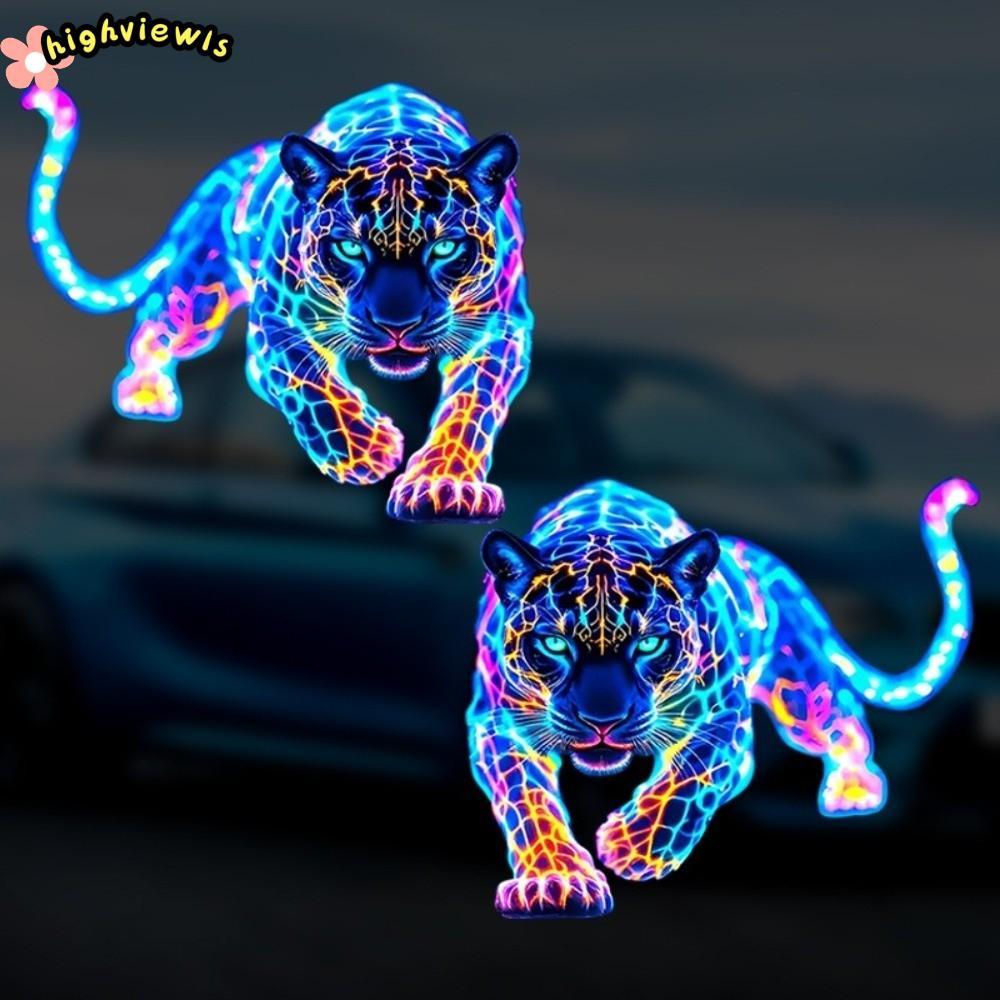 HIGHVIEWLS Neon Leopard Nhãn Dán Xe Hơi, Decal Động Vật Trang Trí Nhiều Màu Sắc, Phụ Kiện Ô Tô Chống Thấm Nước Tự Dính Trang Trí Cửa Sổ Miếng Dán