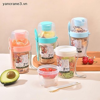 {YAN3} Cốc Salad Hai Lớp Di Động Bột Yến Mạch Ngũ Cốc Hạt Sữa Chua Salad Bộ Hộp Đựng Có Nĩa Hộp Cơm Trưa Trường Học Hộp Bảo Quản Thực Phẩm {yancrane3.vn}