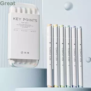GREAT Double Head Highlighter, 5 Cái / bộ Dòng Bút Đánh Dấu Màu, Bút Đánh Dấu Màu Dễ Thương Hai Đầu Thiết Kế Dễ Thương Bút Đánh Dấu Tài Khoản Tay