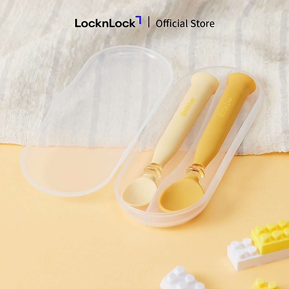 Bộ 2 thìa muỗng cho bé ăn dặm LocknLock Little Luv Spoon LBB302 kèm hộp đựng, chất liệu PPSU, Silicone cao cấp- T2CMALL
