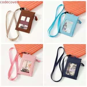 Giá đỡ huy hiệu thẻ CODECOVED, Ví đựng tiền xu bằng da PU Túi đựng thẻ học sinh Sử dụng trường học Dây buộc cổ Công sở Dây kéo kinh doanh Túi đựng thẻ ID Đồ dùng văn phòng