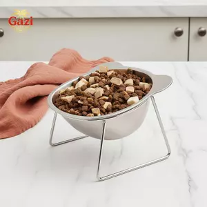 Bát thức ăn cho thú cưng cao bằng thép không gỉ Thiêned Bền lâu cho mèo Sử dụng cho chó nhỏ [VN]