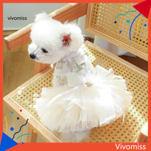 Đầm chó con thời trang thêu viền tinh tế – Váy cưới công chúa cho chó mèo Đồ dùng trang điểm thú cưng cho những dịp đặc biệt Quần áo thú cưng ren mịn