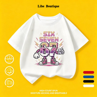 COD✅(Hồ Chí Minh) Áo thun trắng cotton in số 67 pixel game sneaker, size 9-65kg, thoáng mát thấm mồ hôi