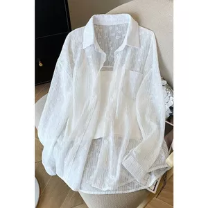 Áo khoác ngoài siêu cổ tích Áo sơ mi ngoài mùa hè Áo sơ mi ren Jacquard kiểu Pháp Áo khoác chống nắng