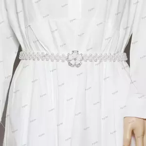 PYCOU Cánh Hoa Ngọc Trai Dây Xích, Boho Mỏng Bụng Dây Xích, Thời Trang Kim Cương Giả Có Thể Điều Chỉnh Váy Thắt Lưng Nữ Trang Trí
