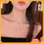 VFZ Thời Trang Nơ Ngọc Trai Mặt Dây Chuyền Nelace Punk Sáng Bóng Kim Cương Giả Xương Đòn Dây Chuyền Dành Cho Nữ Bé Gái Y2K Đảng Trang Sức Phụ Kiện Quà Tặng Louislifecool