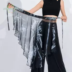 CATMALLER88 Khăn quàng váy voan, Váy buộc dây khiêu vũ nhẹ eo cao, Harajuku Y2K Dạo phố Họa tiết cây hoa ren thắt lưng trang trí quần jean