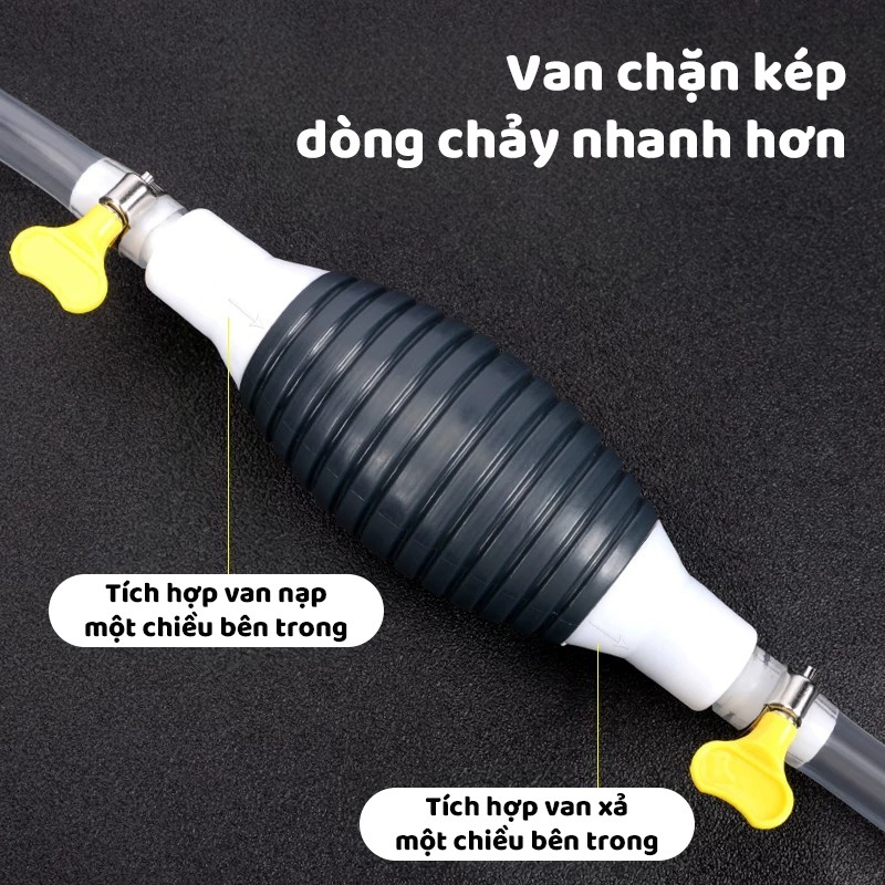 Ống hút chất lỏng dễ sử dụng sang chiết bóp tay an toàn cho xăng dầu hoá chất kèm van chống trào hot