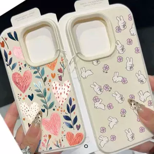 Ốp Hoa Thỏ Thỏ Thỏ Dễ Thương Cho Samsung S25 S26 Ultra S24 S23 Plus Note20 S25FE S21Plus S26 FE Vỏ Điện Thoại Da PU Mềm Chống Va Đập Họa Tiết Lichee