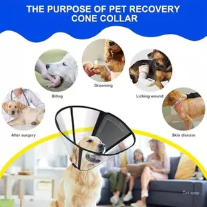 Vòng cổ hình nón thú cưng linh hoạt hàng đầu cho thú cưng lớn Chăm sóc vết thương phẫu thuật trong suốt Bảo vệ cổ chống dính để phục hồi vết thương