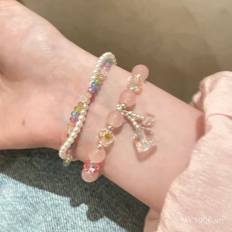 Đồng hồ tay nữ phong cách mới nhất màu pastel đính hạt, hình bướm cao cấp
