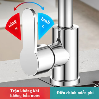 Vòi Nước Nóng Lạnh Inox 304 - Thiết Kế Hiện Đại, Tiết Kiệm Nước & bền, Tặng 2 Dây Cấp Nước 80cm