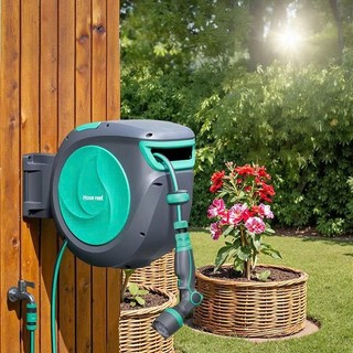 Bộ vòi tưới cây tự thu dây  Auto Hose reel ZH05: ống 16mm 4 lớp chống gập xoắn, dễ di chuyển.