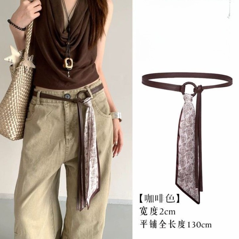 Khăn Lụa Đỏ Mỏng, Phù Hợp Với Quần Jean Và Váy Nữ Retro