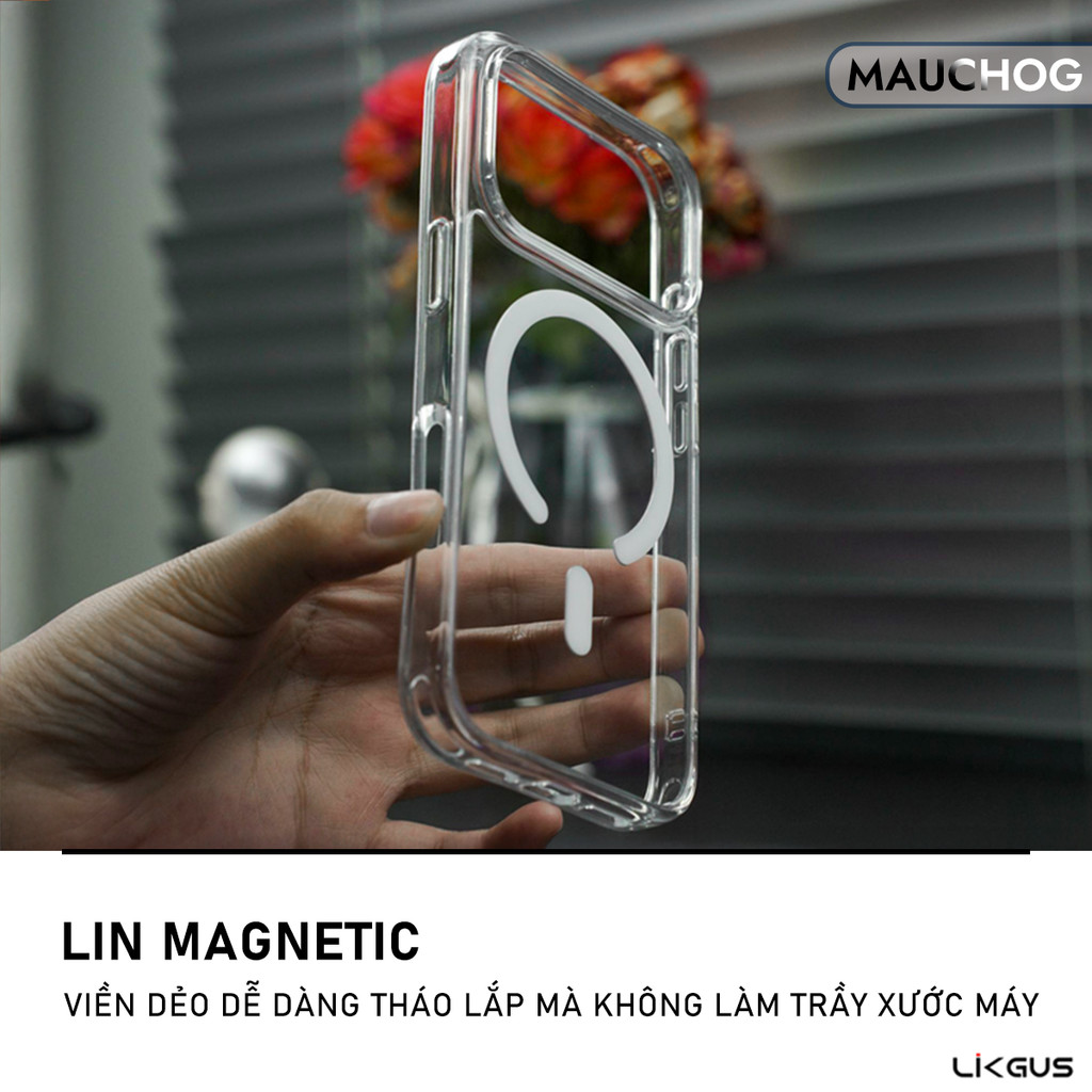 Ốp Trong Suốt Likgus Hỗ Trợ Sạc Không Dây Từ Tính Cho Điện Thoại iPhone 17 Pro Max 16 15 14 13 12