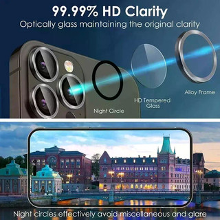 Bảo Vệ Ống Kính Máy Ảnh Cho iPhone 16 Pro Max 14 Plus 13 iPhone15 14Pro 15Pro 15Plus Kính Cường Lực Bảo Vệ Màu Xanh Titan