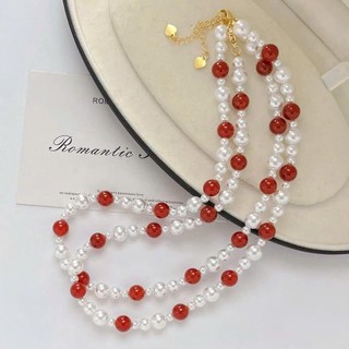 [ DAISYN ] - [ N992 ] - Vòng Cổ, Chuỗi Hạt, Dây Chuyền Ngọc Nhân Tạo Mix Đỏ Trắng Sang Trọng Cho Nữ, Phù Hợp Nhiều Dịp.