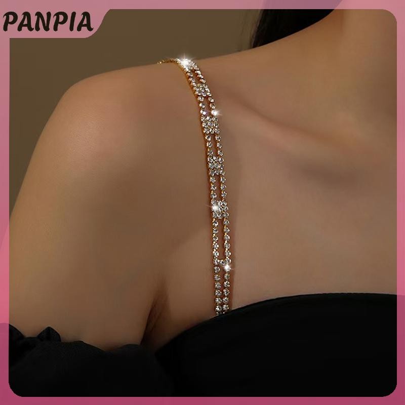 PANPIA-Dây Đeo Vai Thời Trang Pha Lê Kim Loại Cho Áo Ngực Gợi Cảm, Thoáng Mát và Chống Trơn Trượt