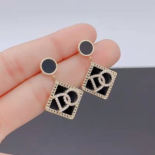 Bông tai bạc 925 hình học với họa tiết chữ hoàng tử Wen - Kiểu dáng mới lạ và sang trọng