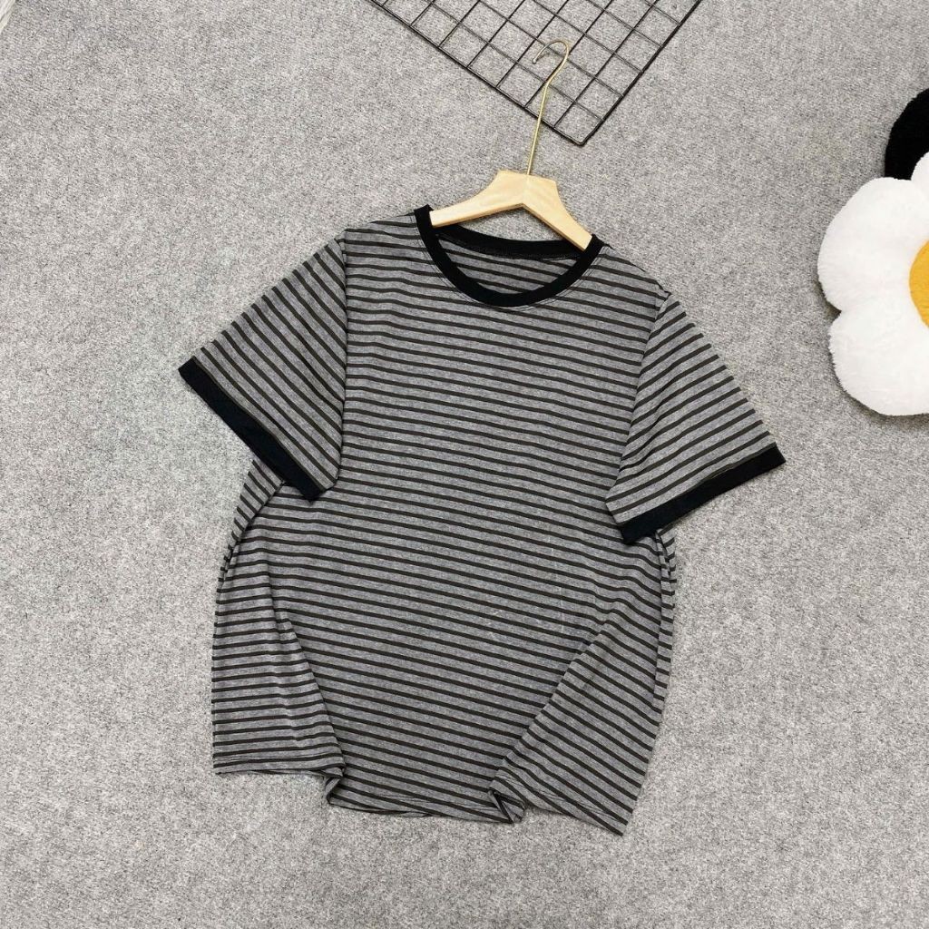 Áo Thun Oversize Bigsize Nữ – Phom Rộng Kẻ Sọc Phối Viền Màu, Thoải Mái Size 50-92kg A294