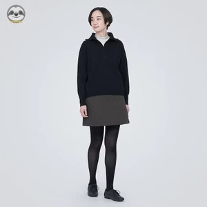 Phong cách Nhật Bản Phong cách Muji / Váy ngắn chữ A kim cương nữ / Váy dày / Váy chữ A chần bông phong cách thu đông