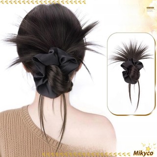 MiKYCO Bun tóc giả nâu có dây buộc, tổng hợp lông tơ - Kẹp tóc nữ