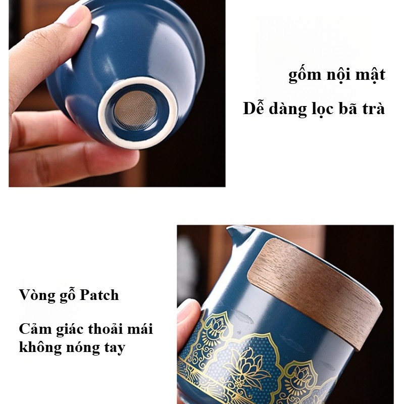 Bộ trà gốm cổ điển Vintage thanh lịch cho du lịch và tặng quà Logo tùy chỉnh/nhiều màu sắc