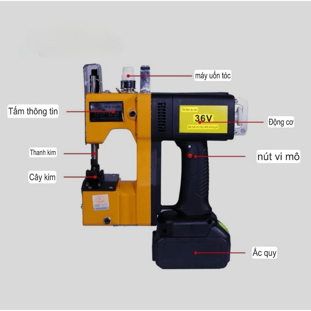 Máy Khâu Bao Chạy Pin Cầm Tay GK9-500 HÃNG CHUANGONG – Đóng Gói Bao Bì Nhanh Chóng, Tiện Lợi