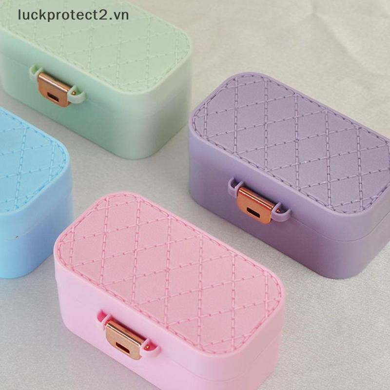 # luckpro # Hộp đựng trang sức di động Bông tai du lịch tại nhà Hộp cổ nữ Hộp nhẫn có hộp trưng bày gương.