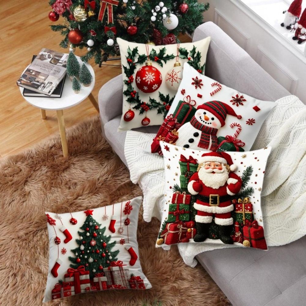 MARGREDY Giáng Sinh Đệm, Vỏ Gối Trang Trí Bông Tuyết Sang Trọng, Ông Già Noel Thanh Lịch Hoạt Hình Họa Tiết Cây Giáng Sinh Hình Vuông Vỏ Gối Giáng Sinh Trang Trí Nhà