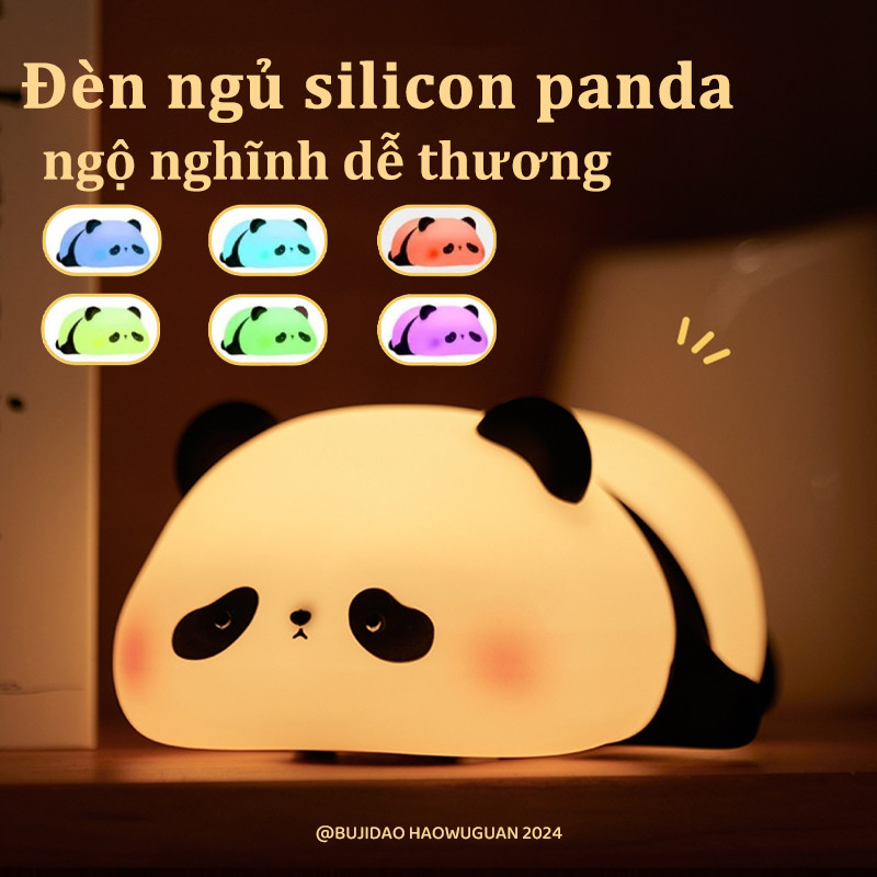 Đèn ngủ silicon panda ngộ nghĩnh dễ thương, 7 Mức độ sáng, Chất liệu silicon an toàn, quà tặng đáng yêu