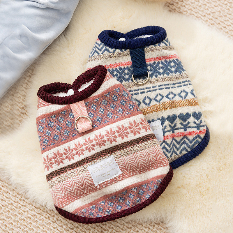 【Ready Stock】 Pet Clothing Small and Medium-Sized Dogs Teddy Bichon Autumn and Winter Warm Cat Traction Snowflake Sweater Dog Clothes bfNa