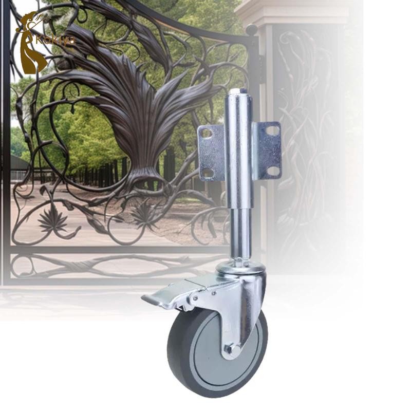 Bánh xe caster kim loại chịu tải 360° cho cổng/hàng rào, sàn không đều, trợ lực lò xo