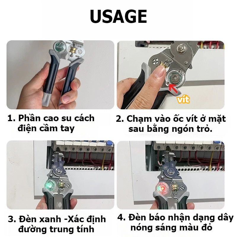 Kìm thử Điện, Kìm tuốt dây điện đa năng,10 Trong 1 Dây Tước Kìm ,Điện Cáp Vũ Nữ Thoát Y,CÓ THỂ THỬ ĐIỆN