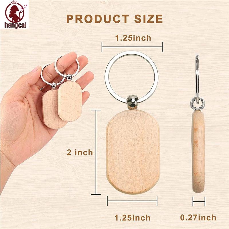 110 Chiếc Móc Khóa Bằng Gỗ Trống Cho Đồ Thủ Công Khắc DIY - Vuông Tròn