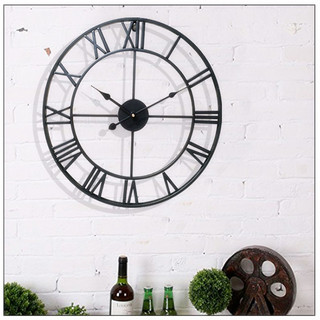 Mới 80 cm Hiện Đại 3D Lớn Retro Đen Sắt Nghệ Thuật Rỗng Đồng Hồ Treo Tường Số La Mã Trang Trí Nhà