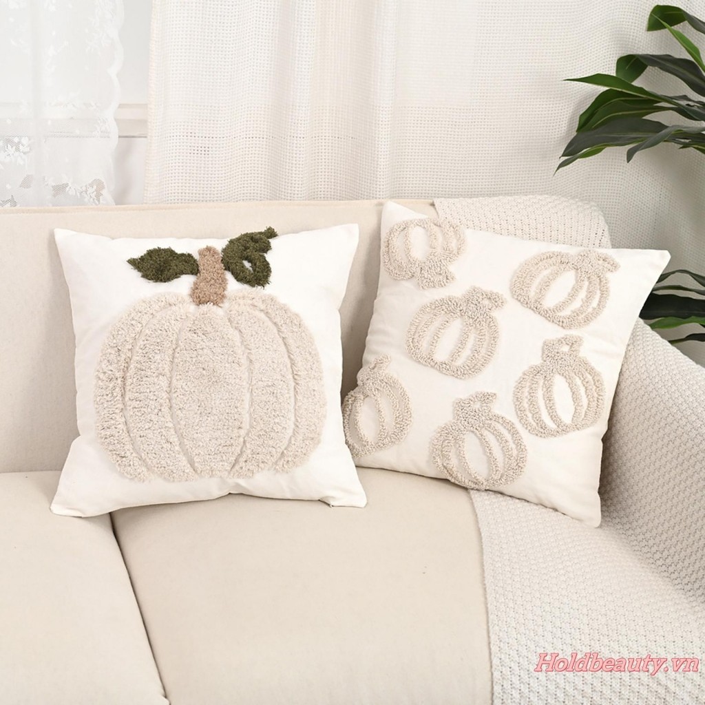 Vỏ gối theo chủ đề Halloween Vỏ gối thêu bí ngô cho ghế Sofa Trang trí phòng ngủ