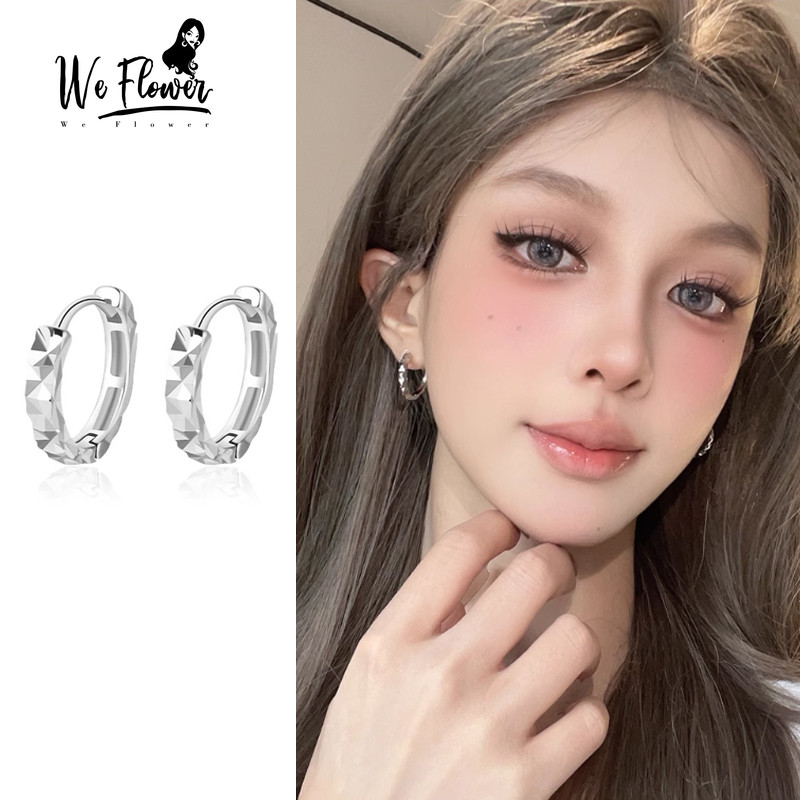 WeFlower Bông tai tròn bạc s925 lấp lánh, phù hợp mặc hàng ngày dành cho nữ và bé gái - Chọn miễn phí