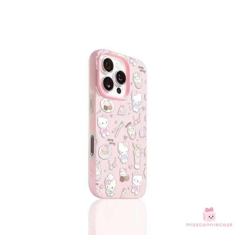 Ốp Lưng Cho Iphone 11 16 15 13 12 14 Pro Max XR 7Plus X XS MAX 14 16 15 13 Plus Sáng Tạo Ngọt Nơ Mèo Kitty Màu Kẹo 2 Trong 1 Bìa Mềm