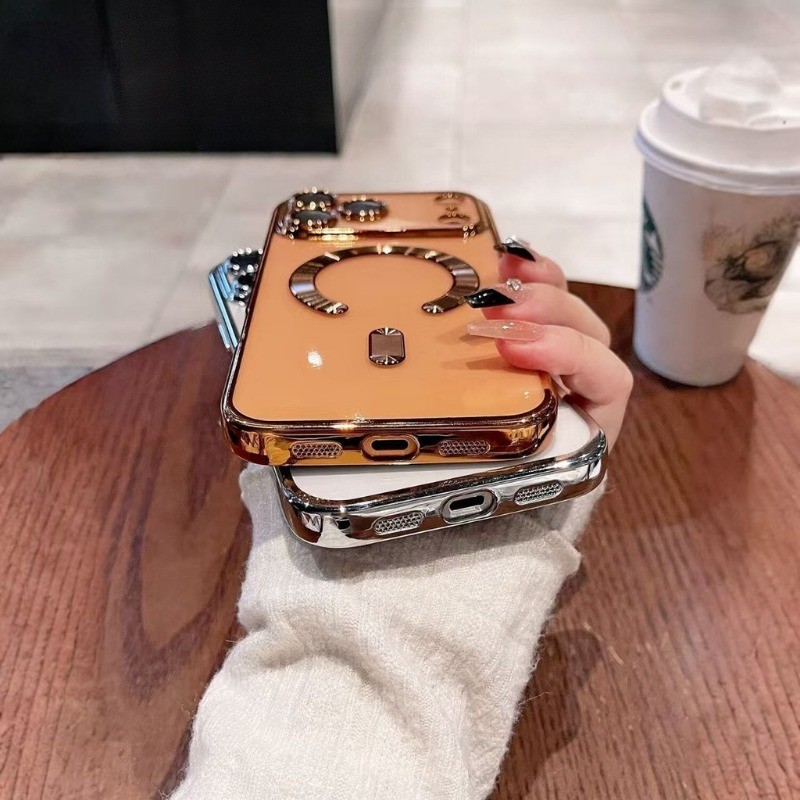Ốp điện thoại từ tính mạ điện trong suốt sang trọng có màng ống kính Tương thích với iPhone 17 16 15 11 13 12 14 Pro Max Plus 17AIR Ốp lưng