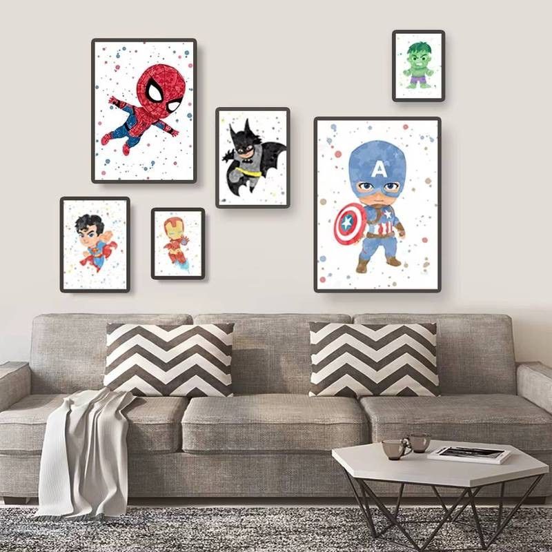 Marvel Iron Man Người Nhện Siêu Anh Hùng Trẻ Em Tranh Nhà Phòng Trẻ Em Phòng Ngủ Nghệ Thuật Trang Trí Poster Canvas In Bức Tranh Tường