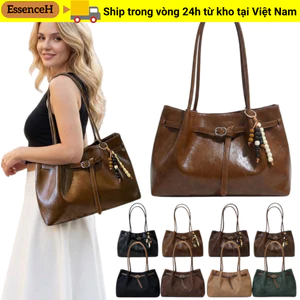 Túi đeo vai ESSENCEH, Túi xách thanh lịch dung tích lớn, Màu trơn đa năng thời trang có sẵn 4 màu Túi Tote đi lại cổ điển đi học / du lịch / làm việc